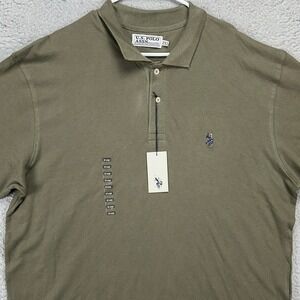 U.S Polo Assn. Mens Polo Shirt 2XL Olive Green Short Sleeve Rugby Golf Pony NEW